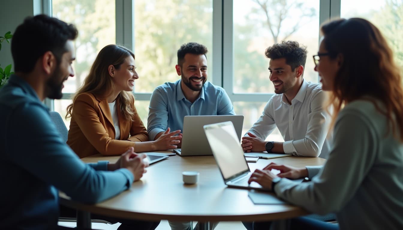 Equipo de lideres colaborando